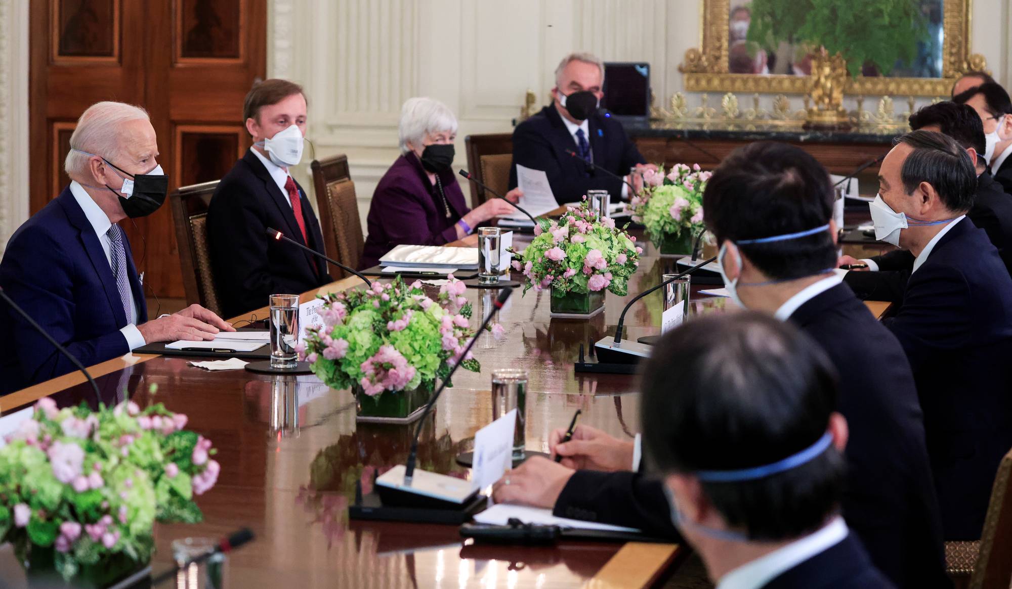 U.S. President Joe Biden meets with Japan’s Prime Minister Yoshihide Suga at the White House in Washington